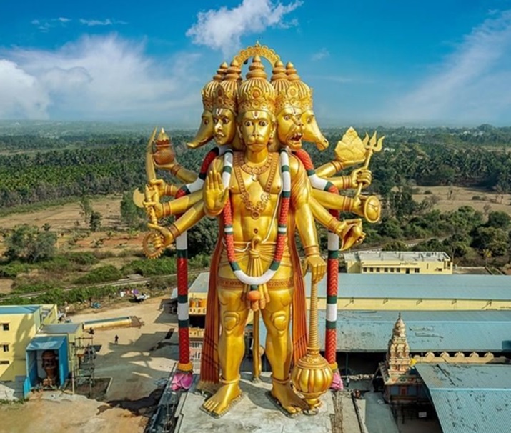 Panchmukhi Anjaneya Statue Kunigal Karnataka India , Panchmukhi Hanuman , पंचमुखी हनुमान मंदिर